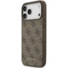 Brązowe etui na telefon z wzorem 4G i logo "GUESS" na dole, przeznaczone dla Apple iPhone 17 Pro Max. Etui ma wycięcia na aparat i przyciski boczne.