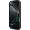 Brązowe etui na telefon z widocznymi przyciskami bocznymi i wycięciem na aparat, na ekranie telefonu widoczny jest abstrakcyjny wzór z ciemnymi i jasnymi okręgami. Produkt jest przeznaczony do modelu Apple iPhone 17 Pro.