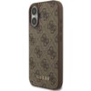 Brązowe etui na telefon z wzorem 4G i logo "GUESS" w dolnej części. Etui ma wycięcia na aparat i przyciski boczne.
