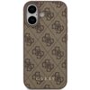 Brązowe etui na telefon z wzorem 4G i logo "GUESS" na dole. Etui posiada wycięcia na dwa obiektywy aparatu i lampę błyskową.