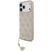 Etui na telefon w kolorze różowym z wzorem 4G i zawieszką, posiada trzy otwory na aparaty oraz logo "GUESS" w dolnej części. Produkt jest przeznaczony do modelu Apple iPhone 17 Pro Max i obsługuje technologię MagSafe.