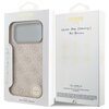 Opakowanie etui GUESS 4G Charms Collection MagSafe do Apple iPhone 17 Pro Max w kolorze różowym, z widocznym logo GUESS i napisem "NEVER STOP DREAMING!! Paul Marciano". Na opakowaniu znajdują się również piktogramy przedstawiające cechy produktu oraz napi