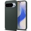Zielone etui na telefon z teksturą w trójkąty, widoczne z tyłu i z boku, z wycięciem na aparat. Na boku etui znajduje się napis "SPIGEN".