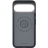 Granatowe etui z dużym otworem na aparat, na którym widnieje okrągły wzór z napisem "Magnetic Case for Google • MagFit • Patent 11-983223" oraz "Spigen Inc in Irvine California". Na dole znajduje się napis "Magnetic Case for Google www.spigen.com".