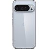Przezroczyste etui ochronne na smartfon z widocznym logo "G" na tylnej obudowie. Aparat fotograficzny z trzema obiektywami i lampą błyskową znajduje się w górnej części urządzenia.