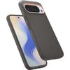 Szare etui na telefon z widocznymi przyciskami bocznymi i wycięciem na aparat, ozdobione pomarańczowym akcentem wokół obiektywów. Na etui znajduje się logo producenta oraz napis "SPIGEN".