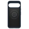 Etui w kolorze metalowego grafitu z dużym otworem na aparat, posiada okrągły wzór z napisem "Magnetic Case for Google - MagFit - Patent 11,862,233" oraz "Spigen Inc in Irvine California". Wewnątrz wzoru znajduje się napis "ALIQUID TIBI VIS" oraz logo Spig