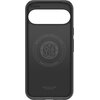 Czarne matowe etui z wycięciem na aparat, z widocznym napisem "AIR CUSHION TECHNOLOGY" oraz okrągłym wzorem z tekstem "Magnetic Case for Google - MagFit - Patent 11.063.223" i "Spigen Inc in Irvine California". Na dole znajduje się napis "Magnetic Case fo