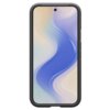 Na zdjęciu widoczny jest smartfon w czarnym etui z wyświetlaczem prezentującym abstrakcyjny wzór w odcieniach niebieskiego, fioletowego i beżowego. Etui ma solidną konstrukcję z wyraźnie zaznaczonymi krawędziami.