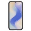 Na zdjęciu widoczny jest smartfon w czarnym etui z wyświetlaczem prezentującym abstrakcyjny wzór w odcieniach niebieskiego, fioletowego i beżowego. Etui ma solidną konstrukcję z wyraźnie zaznaczonymi krawędziami.