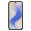 Ciemnozielone etui ochronne na telefon z wyświetlaczem przedstawiającym abstrakcyjny, falisty wzór w odcieniach niebieskiego, fioletowego i beżowego. Etui ma solidną konstrukcję z widocznymi przyciskami bocznymi.