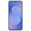 Przezroczyste etui na smartfon z widocznym ekranem, na którym wyświetlany jest gradientowy niebiesko-fioletowy wzór z centralnie umieszczonym okręgiem. Na górze ekranu znajduje się mały otwór na kamerę.