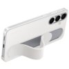 Białe etui na telefon z widocznym uchwytem stojącym, przeznaczone do modelu Galaxy S25 FE, z trzema wycięciami na aparaty fotograficzne. Na etui znajduje się wytłoczony napis "SAMSUNG".