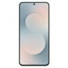 Na zdjęciu widoczny jest smartfon w miętowym etui silikonowym, z wyświetlaczem prezentującym abstrakcyjny wzór w pastelowych kolorach. Na ekranie znajduje się centralnie umieszczony otwór na kamerę.