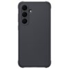 Czarne etui ochronne z pionowymi żłobieniami, przeznaczone do telefonu, z trzema okrągłymi otworami na aparaty fotograficzne oraz dodatkowym otworem na lampę błyskową. Produkt ma zaokrąglone rogi i wzmocnione krawędzie.
