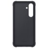 Czarne etui ochronne z wycięciami na aparat i przyciski, z napisem "Designed by Samsung Made in China" na dole. Produkt ma solidną konstrukcję i gładką powierzchnię.