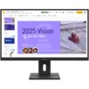 Monitor wyświetla prezentację zatytułowaną "2025 Vision" z napisem "Ink 42 • R&D" na fioletowym tle, obok zdjęcia kałamarza i pióra. Na slajdzie widoczne są także zdjęcia trzech osób z podpisem "Research & Development Leads".