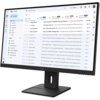 Monitor wyświetla interfejs skrzynki odbiorczej Gmail z widocznymi wiadomościami e-mail, etykietami i ikonami nawigacyjnymi. Na obudowie monitora znajduje się logo "ThinkVision".