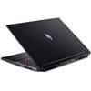 Czarny laptop z kolorowym logo na pokrywie, częściowo otwarty, ukazujący klawiaturę z podświetleniem. Widoczne są porty USB i HDMI na boku urządzenia.
