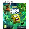 Okładka gry "SpongeBob SquarePants: Titans of the Tide" na PS5 przedstawia postać SpongeBoba w dynamicznej pozie, otoczoną przez inne postacie w intensywnych kolorach. Widoczne są loga "Purple Lamp" i "THQ Nordic", a w dolnym rogu znajduje się oznaczenie 