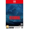 Ciemna, nastrojowa okładka gry "Reanimal" na Nintendo Switch z dużym czerwonym napisem "REANIMAL" na środku, przedstawiająca tajemnicze, zrujnowane budynki i ogromne, nieokreślone stworzenia w tle. Na dole widoczne są loga "Tarsier Studios" i "THQ Nordic"