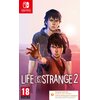 Okładka gry "Life Is Strange 2" na konsolę Nintendo Switch przedstawia dwóch młodych chłopców na tle zachodzącego słońca, z wyciągniętą ręką jednego z nich. W lewym górnym rogu znajduje się logo Nintendo Switch, a na dole widnieje napis "Life Is Strange 2