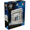 Pudełko przedstawia model 3D Łuku Triumfalnego z puzzli, z widocznymi elementami do złożenia oraz oznaczeniem LED. Na opakowaniu znajduje się napis "3D Puzzle Iconics" oraz logo "Ravensburger".