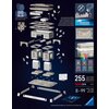 Obraz przedstawia instrukcję montażu puzzli 3D Łuk Triumfalny z 255 elementów, z opisem "Hochwertige Kunststoffteile" oraz "EASYCLICK TECHNOLOGY". Widoczne są różne etapy składania modelu, informacje o poziomie trudności, wiek użytkownika 8-99 lat, oraz l