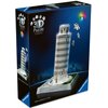 Pudełko przedstawia model 3D Krzywej Wieży w Pizie z 231 elementów, z efektem LED, z napisem "3D Puzzle Iconics" oraz "Torre Pendente di Pisa". Na opakowaniu widoczne jest logo "Ravensburger".