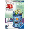 Opakowanie przedstawia produkt "Puzzle 3D RAVENSBURGER Disney Stitch Przybornik 11642 (57 elementów)" z grafiką postaci Stitch oraz napisem "ALOHA". Na opakowaniu widnieje również tekst: "Stabil – ohne Klebstoff, Sturdy – no glue required, Solide – sans c