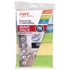 Opakowanie ściereczek z mikrofibry marki RAVI Simple Solutions zawiera pięć sztuk o wymiarach 30 x 30 cm, z napisem "MAXI PACK" oraz grafiką przedstawiającą wnętrze pokoju. Na opakowaniu widnieją również ikony sugerujące różne zastosowania ściereczek oraz