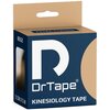 Opakowanie taśmy kinezjologicznej DrTape w kolorze beżowym, o wymiarach 5 cm x 5 m, z dużym białym logo "DrTape" na granatowym tle. Na opakowaniu widnieją napisy: "EXTRA STRONG", "BEIGE", "5 CM X 5 M" oraz "KINESIOLOGY TAPE".