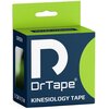 Opakowanie taśmy kinezjologicznej DrTape w kolorze zielonym, z dużym białym logo "DrTape" oraz napisem "KINESIOLOGY TAPE" na ciemnoniebieskim tle. Na opakowaniu widnieje również napis "EXTRA STRONG" oraz oznaczenie rozmiaru "5 CM X 5 M".