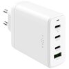 Biała ładowarka sieciowa z czterema portami: trzema USB-C oznaczonymi jako USB-C1, USB-C2, USB-C3 oraz jednym USB-A. Na boku urządzenia widnieje napis "FIXED".