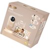 Kartonowe opakowanie produktu "Niania elektroniczna NENO Vedo Kremowy" przedstawia kamerę i monitor z wizerunkiem dziecka na ekranie, z widocznymi napisami: "nene vedo", "Electronic video baby monitor with wireless receiver", "Two mounting options", "Hori