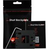 Czarne opakowanie z napisem "AM5 Short Backplate" oraz logo "thermal grizzly" zawiera metalowy element montażowy i klucz imbusowy. Obok znajduje się instrukcja z kodem QR i napisem "AM5 Short Backplate".