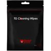 Czarne opakowanie z napisem "TG Cleaning Wipes" oraz logo "thermal grizzly" w kolorze czerwonym. Na dole widnieje napis "10x" oraz ikony wskazujące na sposób użycia.