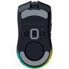 Czarna mysz komputerowa z widocznym napisem "RAZER COBRA HYPERSPEED" oraz przełącznikami oznaczonymi jako "BT", "2.4", "OFF" i "PROFILE". Na obwodzie myszy widoczne są podświetlenia w kolorach zielonym i żółtym.