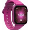 Różowy smartwatch z wyświetlaczem pokazującym godzinę 13:53 na tle promieni rozchodzących się od środka. Na ekranie widoczne są ikony zasięgu, Wi-Fi, baterii oraz symbol serca.