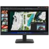 Monitor wyświetla obraz z programu do prezentacji, na którym widoczna jest mapa z lotu ptaka oraz miniatury zdjęć po lewej stronie. Na ekranie znajduje się również okno czatu z wiadomością od użytkownika o nazwie "Jenny Kim".