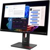Monitor marki Lenovo wyświetla kilka okien aplikacji, w tym wiadomości, wykresy i e-maile. Na podstawie monitora widoczne jest logo "Lenovo".