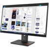 Monitor marki Lenovo wyświetla interfejs aplikacji projektowej z różnymi sekcjami, takimi jak "Landing Page", "Profile Page" i "Analytics", zawierającymi wykresy, zdjęcia i przyciski. Na dolnej ramce monitora widoczne jest logo Lenovo.