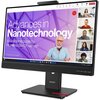 Monitor wyświetla ekran z prezentacją zatytułowaną "Advances in Nanotechnology" oraz podpisem "An academic paper by Professor David Freeman" na fioletowym tle. Na ekranie widoczny jest także panel wideokonferencji z kilkoma osobami oraz logo "Lenovo" na o