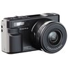 Czarny aparat fotograficzny z dużym obiektywem, na którym widnieje napis "F2.0-3.1 f=4.9-49mm". Na korpusie aparatu znajdują się napisy "EASYPIX" oraz "POWERPRO VX7230 COMPACT".