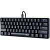Czarna klawiatura mechaniczna z podświetleniem RGB, posiadająca klawisze z oznaczeniami liter, cyfr oraz funkcji, takich jak "Enter", "Shift", "Ctrl" i "Back". Na klawiszu spacji widoczne jest logo "froggiex".