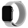 Szary pasek nylonowy do zegarka, kompatybilny z Apple Watch 4/5/6/7/8/9/10/SE (40/41/42mm), widoczny na białym tle. Pasek ma gładką teksturę i jest przymocowany do zegarka z ciemnym ekranem.