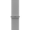 Szary pasek nylonowy do zegarka, z widocznym napisem "holdit" na zapięciu. Pasek ma drobny, regularny wzór i jest przeznaczony do zegarków Apple Watch o rozmiarach 40/41/42 mm.