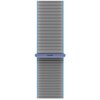 Granatowy pasek nylonowy do zegarka z szarym wzorem, z widocznym napisem "holdit" na niebieskim zapięciu. Pasek jest przeznaczony do zegarków Apple Watch w rozmiarach 42/44/45/46/49 mm.