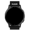 Czarny pasek silikonowy do zegarka z widocznym logo "Holdit" na zapięciu. Pasek jest przeznaczony do zegarków Samsung Galaxy, Garmin i Huawei o rozmiarze 45/46 mm.