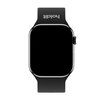 Czarny pasek do zegarka z napisem "Holdit" na górnej części, przeznaczony do Apple Watch o rozmiarach 44/45/46/49 mm. Pasek wykonany jest z silikonu i ma prosty, elegancki design.